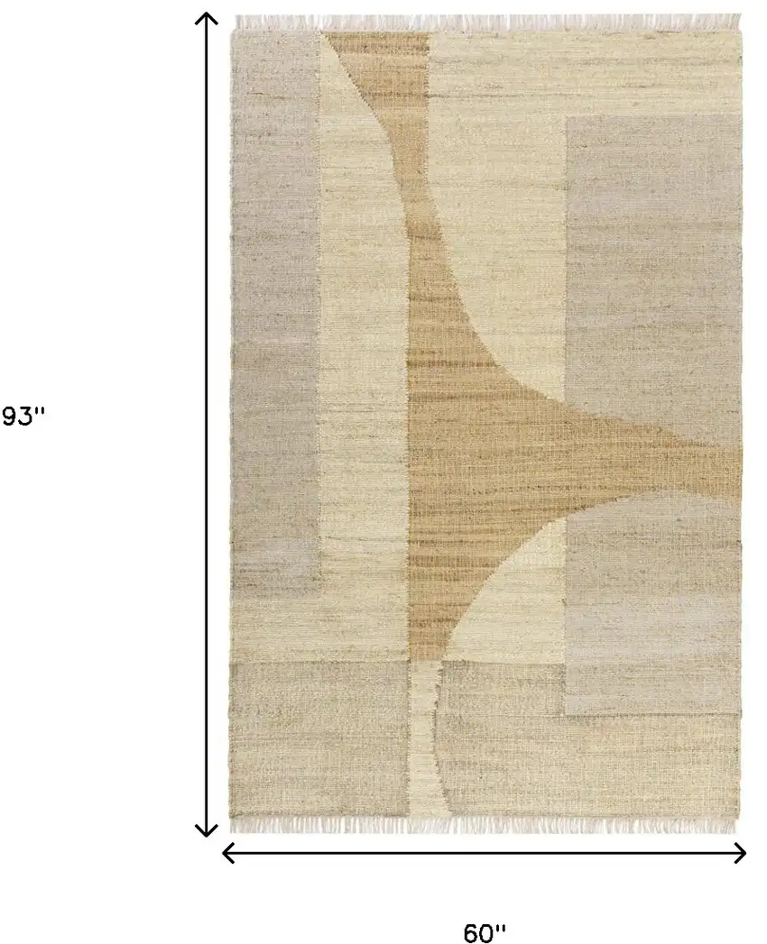 Natural and Ivory Abstract Hand Woven Area Rug Photo 3