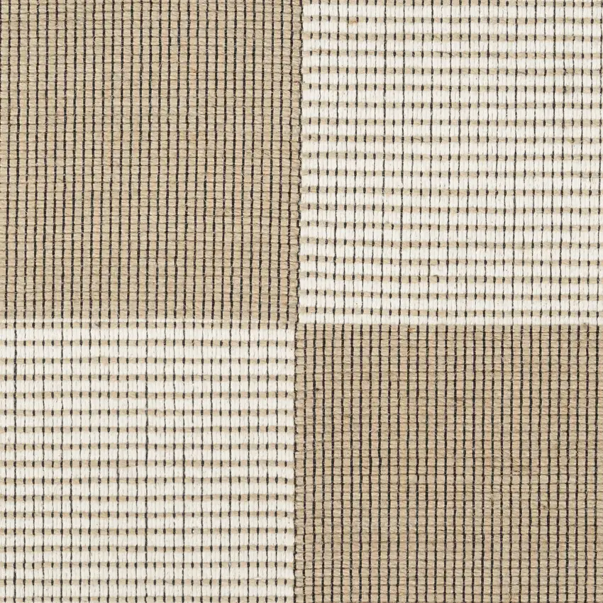 Natural and Ivory Geometric Power Loom Washable Non Skid Area Rug Photo 3