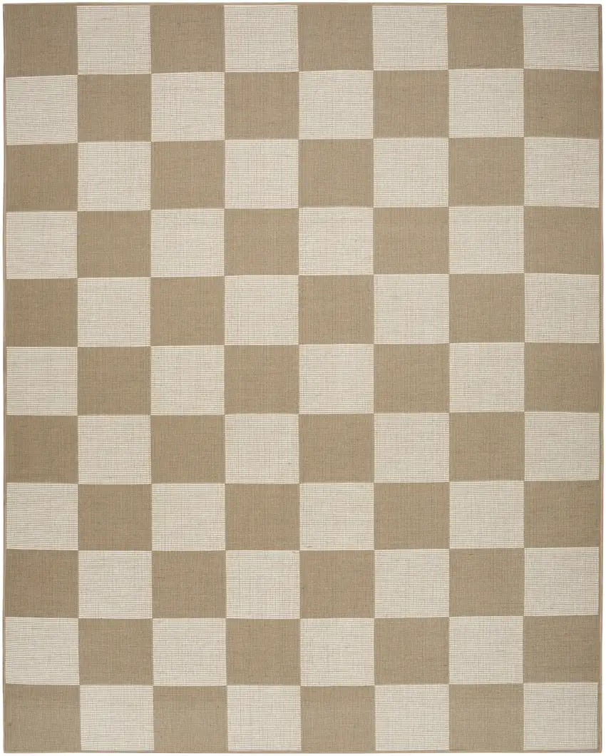 Natural and Ivory Geometric Power Loom Washable Non Skid Area Rug Photo 2