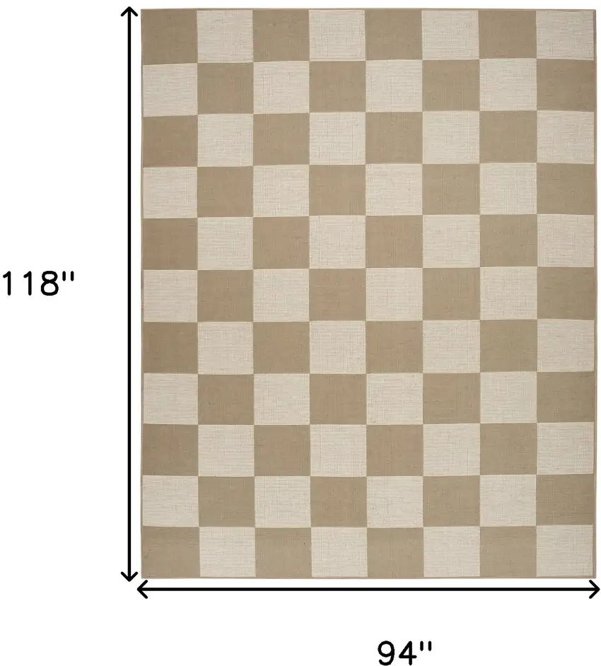 Natural and Ivory Geometric Power Loom Washable Non Skid Area Rug Photo 9