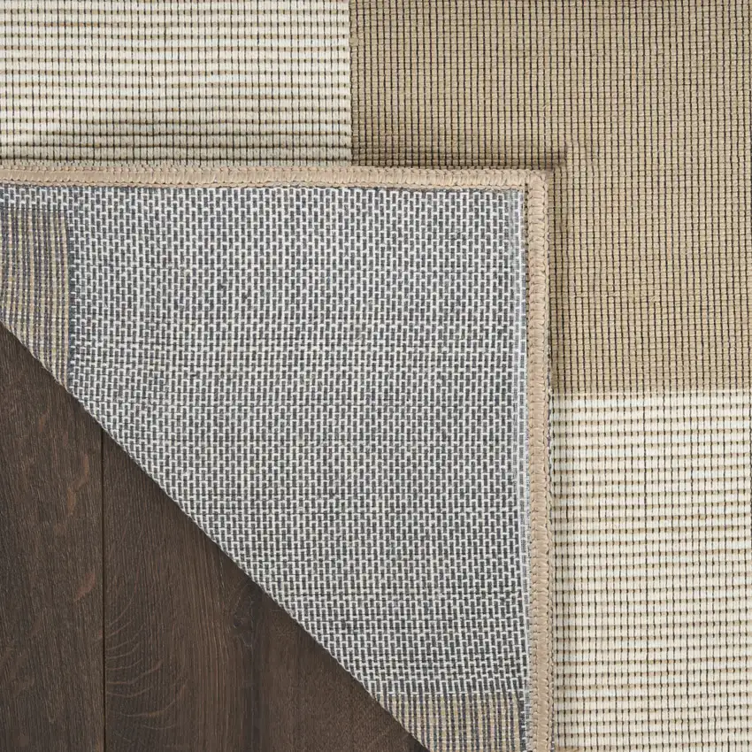 5' X 7' Natural and Ivory Geometric Power Loom Washable Non Skid Area Rug Photo 7