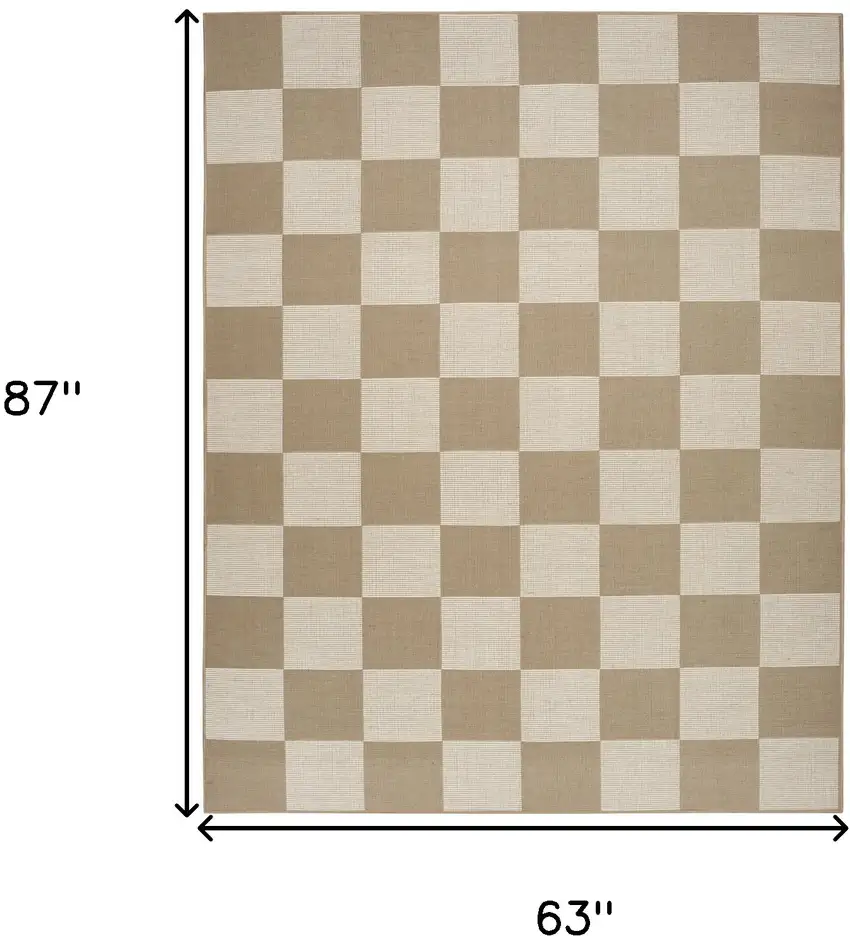 Natural and Ivory Geometric Power Loom Washable Non Skid Area Rug Photo 9