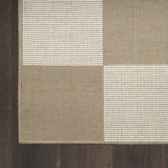 5' X 7' Natural and Ivory Geometric Power Loom Washable Non Skid Area Rug Photo 6