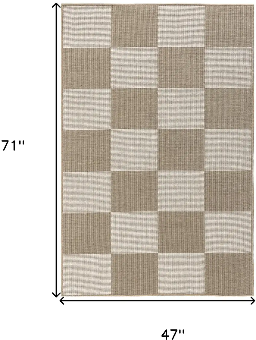 Natural and Ivory Geometric Power Loom Washable Non Skid Area Rug Photo 8