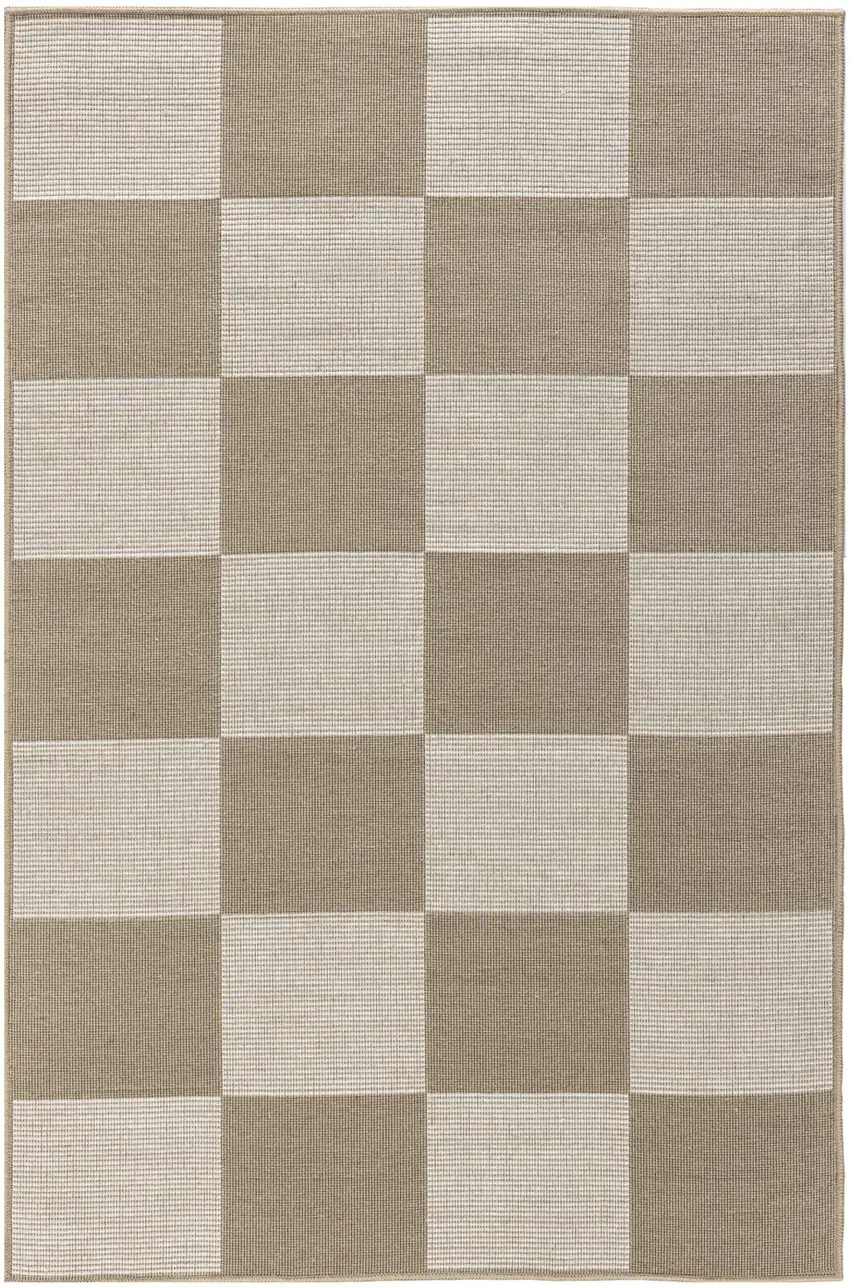 Natural and Ivory Geometric Power Loom Washable Non Skid Area Rug Photo 1