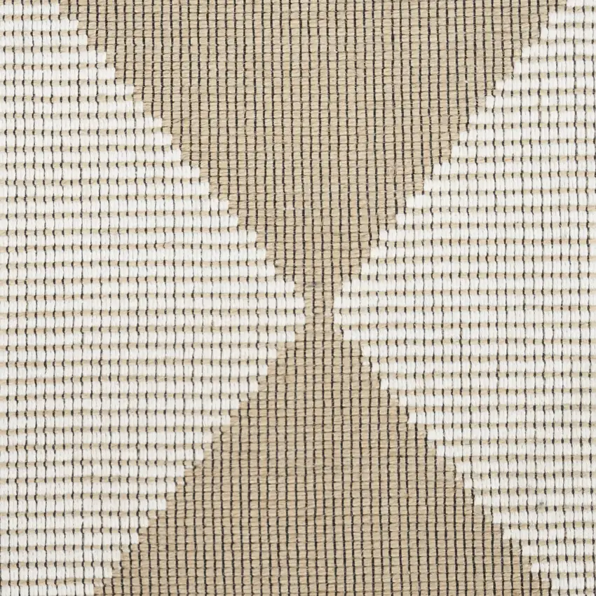 5' X 7' Natural and Ivory Geometric Power Loom Washable Non Skid Area Rug Photo 1