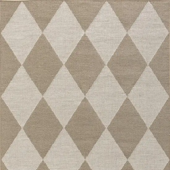 Natural and Ivory Geometric Power Loom Washable Non Skid Area Rug Photo 1