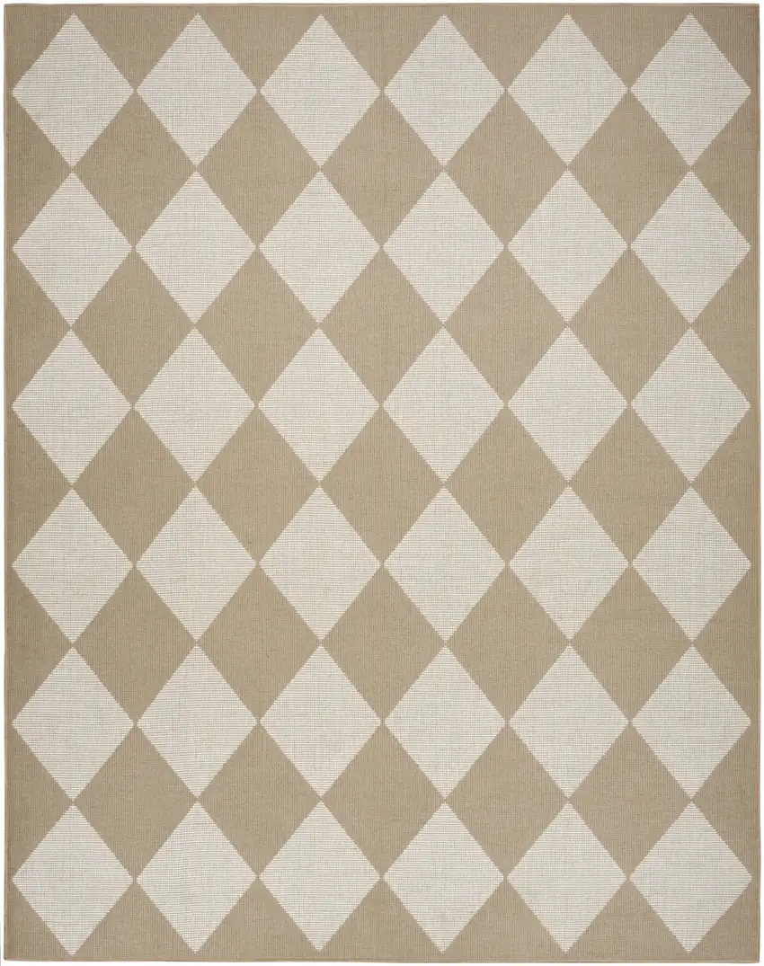 Natural and Ivory Geometric Power Loom Washable Non Skid Area Rug Photo 2