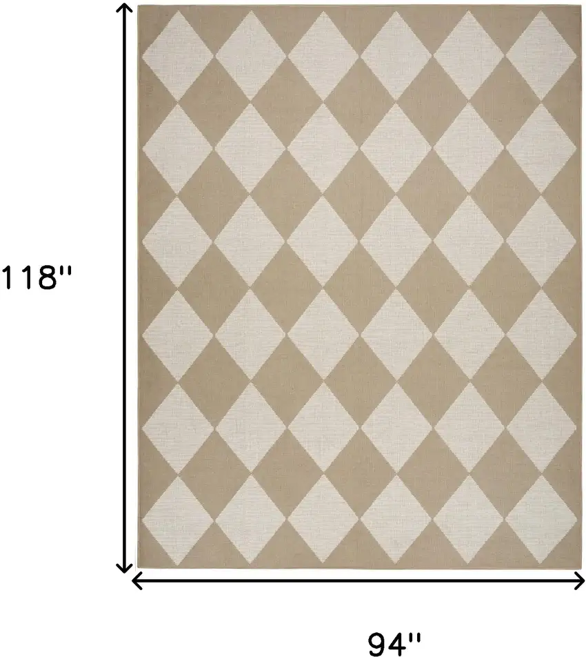 Natural and Ivory Geometric Power Loom Washable Non Skid Area Rug Photo 8