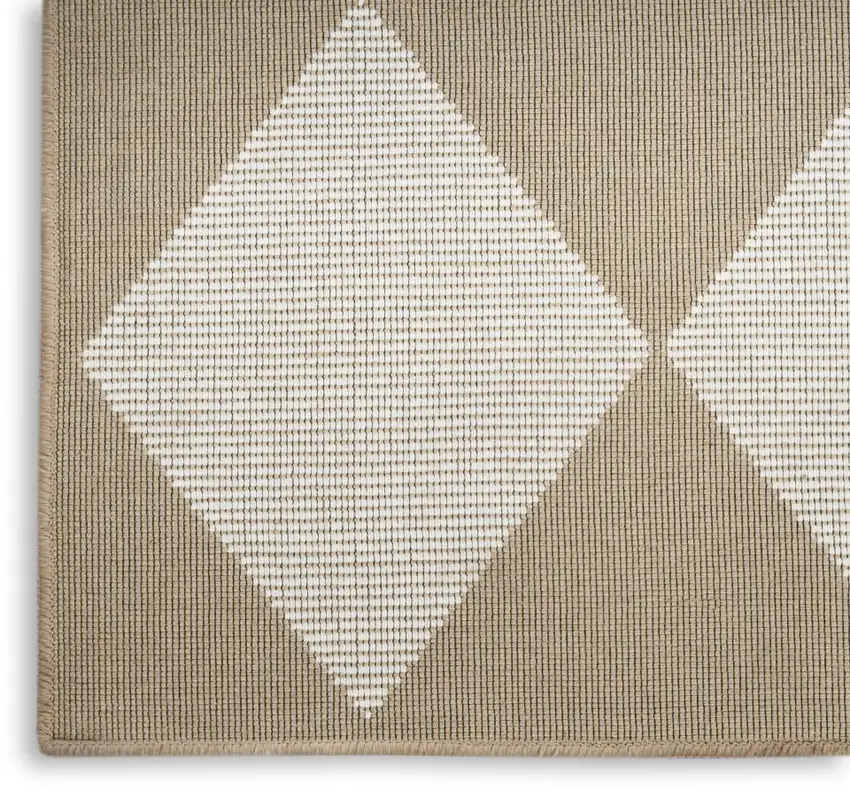 Natural and Ivory Geometric Power Loom Washable Non Skid Area Rug Photo 9