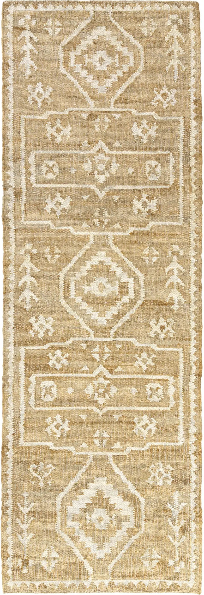 Natural and Ivory Medallion Hand Woven Area Rug Photo 2