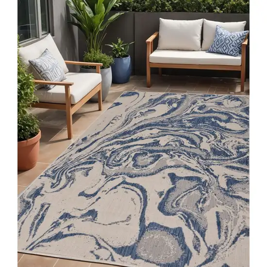 Blue And Gray Indoor Outdoor Area Rug Photo 1