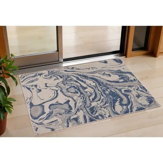 Blue And Gray Indoor Outdoor Area Rug Photo 1