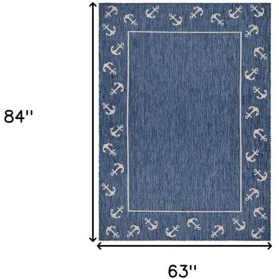 Blue and Natural Nautical Anchor Indoor Outdoor Area Rug Photo 9