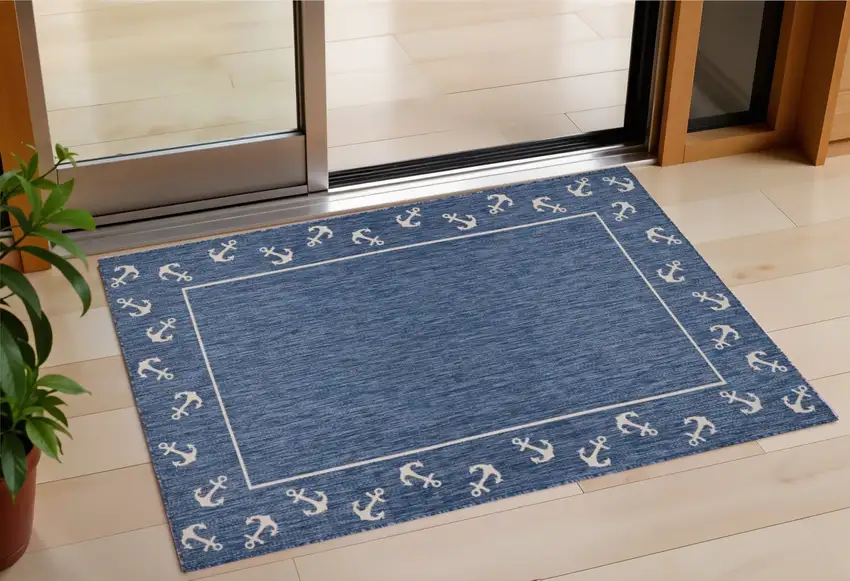 Blue And Gray Indoor Outdoor Area Rug Photo 2