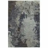 Photo of Navy And Blue Abstract Power Loom Stain Resistant Area Rug