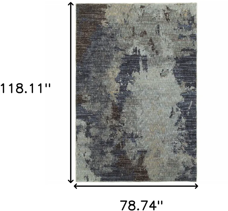 Navy And Blue Abstract Power Loom Stain Resistant Area Rug Photo 4