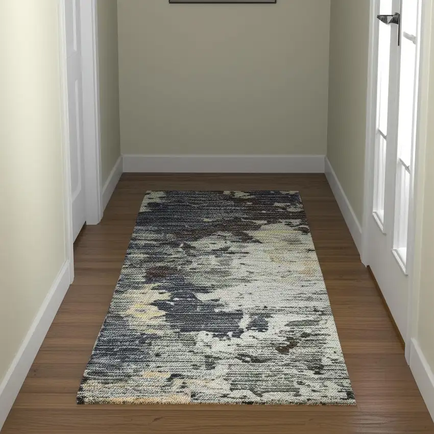12' Blue Abstract Runner Rug Photo 1
