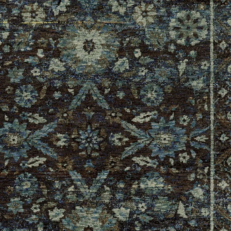 Navy And Blue Oriental Power Loom Stain Resistant Area Rug Photo 4