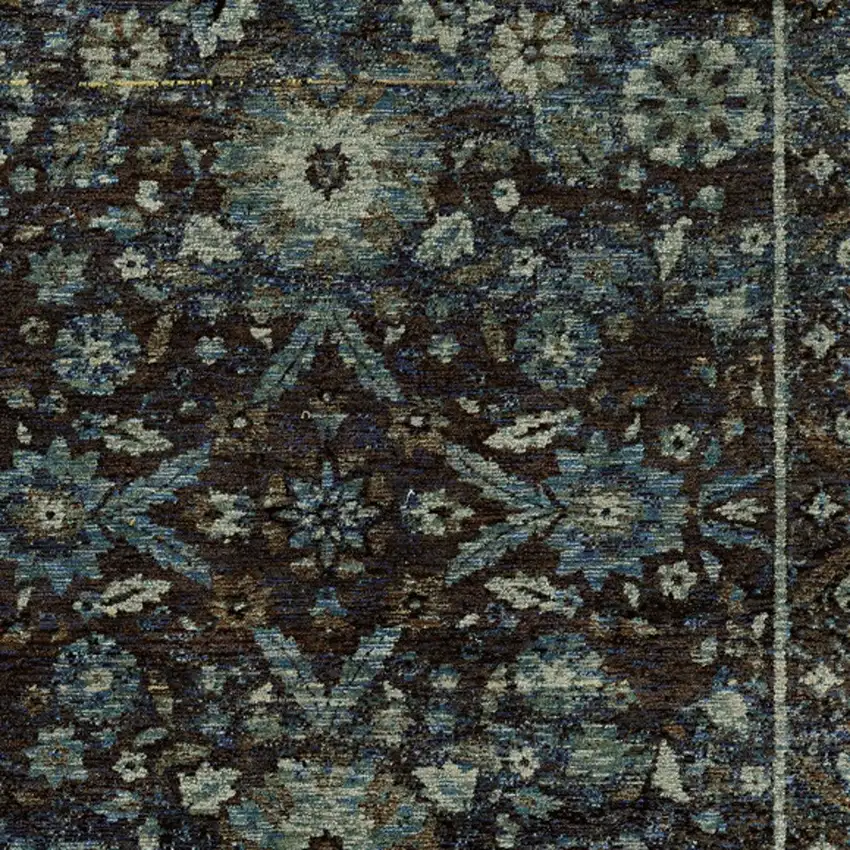 Navy Blue And Blue Oriental Area Rug Photo 4