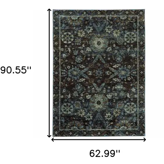 Navy Blue And Blue Oriental Area Rug Photo 3