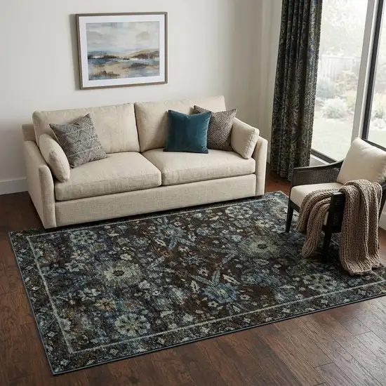 Navy Blue And Blue Oriental Area Rug Photo 1