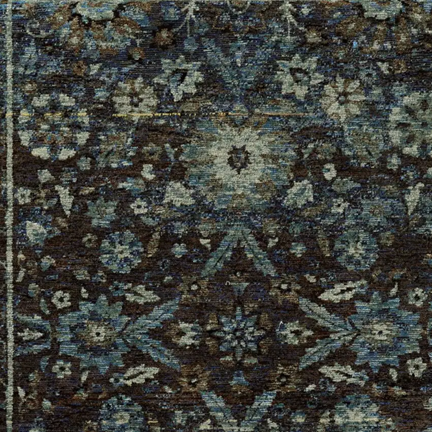 Navy Blue Oriental Power Loom Area Rug Photo 4