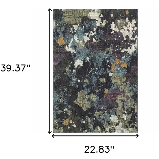 Blue and Green Abstract Power Loom Area Rug Photo 3