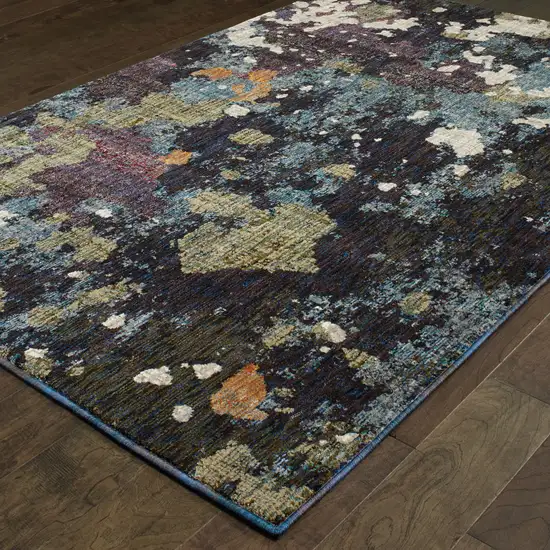 Blue and Green Abstract Power Loom Area Rug Photo 5