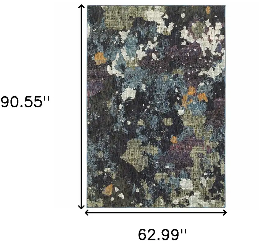 Blue and Green Abstract Power Loom Area Rug Photo 3