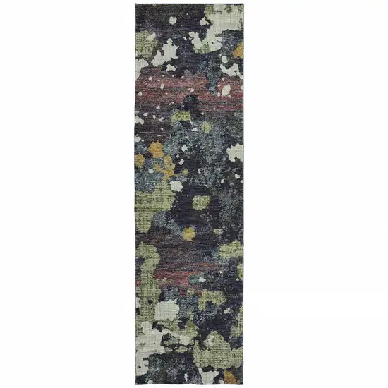 12' Green Abstract Runner Rug Photo 2