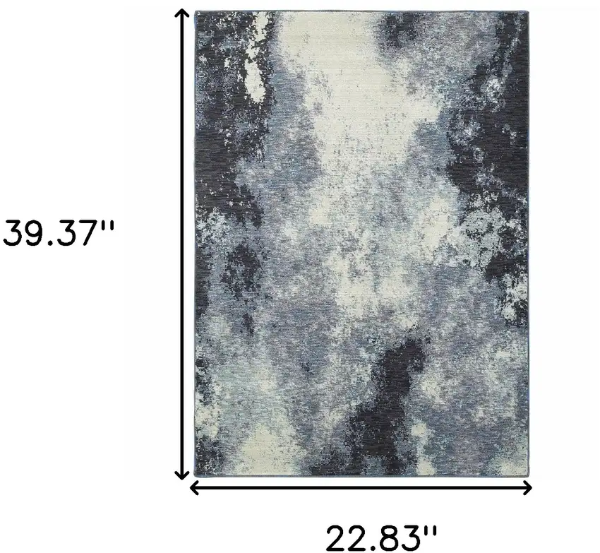 Navy And Ivory Abstract Power Loom Stain Resistant Area Rug Photo 6