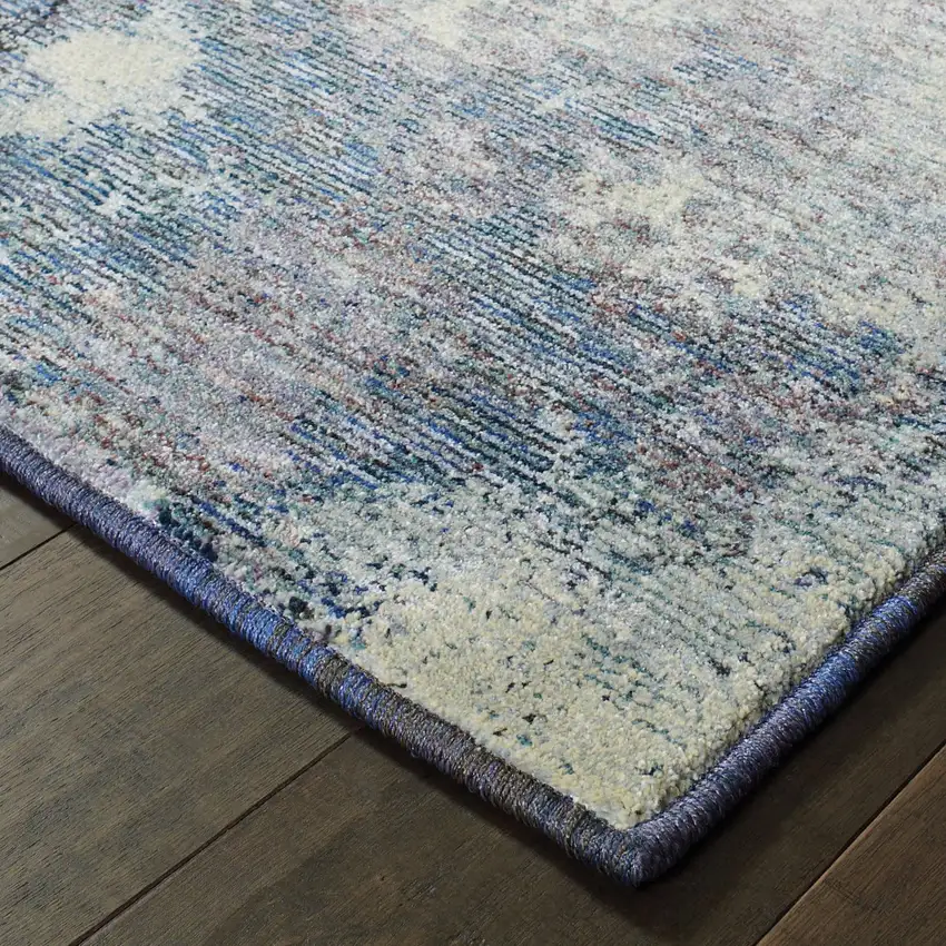 Blue and Ivory Abstract Power Loom Area Rug Photo 4