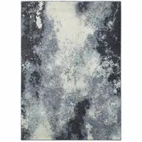 Photo of Navy And Ivory Abstract Power Loom Stain Resistant Area Rug