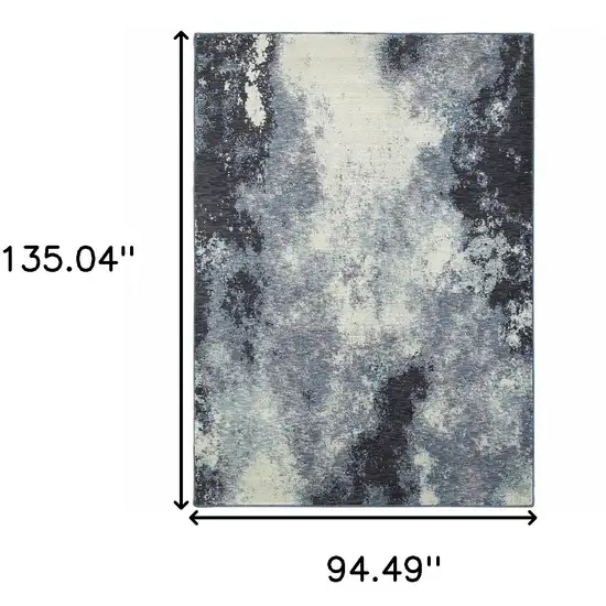 Blue and Ivory Abstract Power Loom Area Rug Photo 3