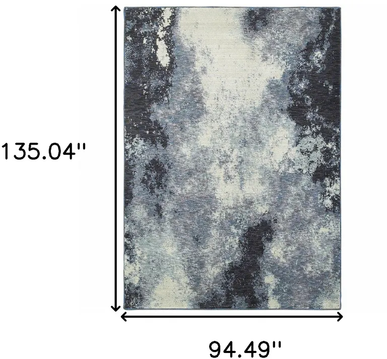 Navy And Ivory Abstract Power Loom Stain Resistant Area Rug Photo 5