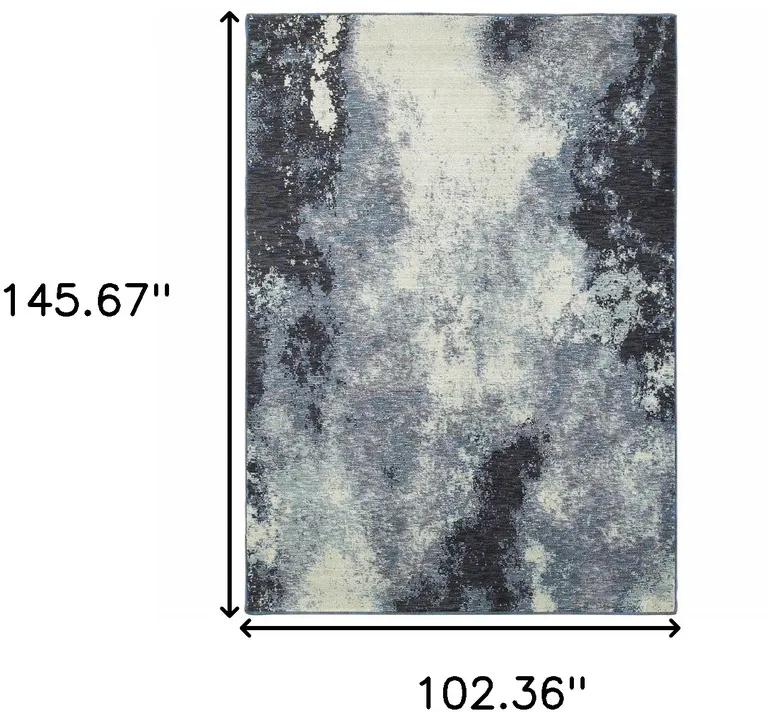 Navy And Ivory Abstract Power Loom Stain Resistant Area Rug Photo 5