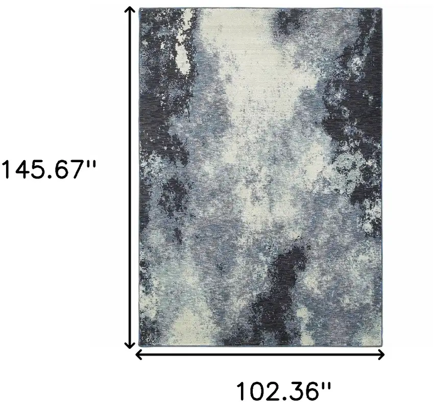 Navy And Ivory Abstract Power Loom Stain Resistant Area Rug Photo 6