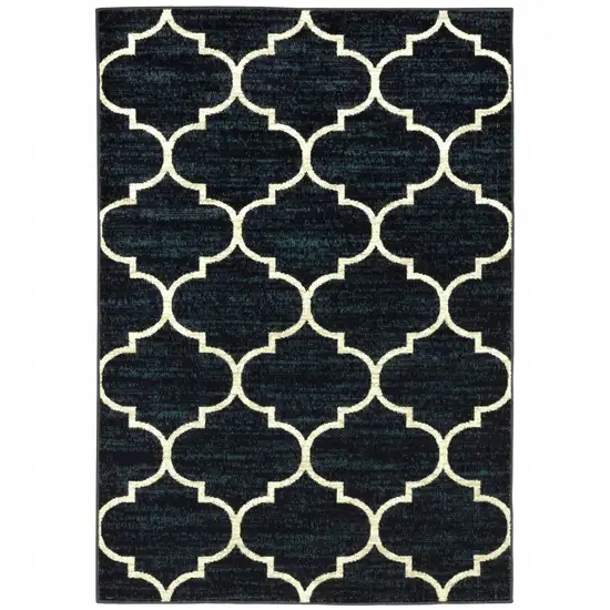 Navy And Ivory Geometric Power Loom Stain Resistant Area Rug Photo 2