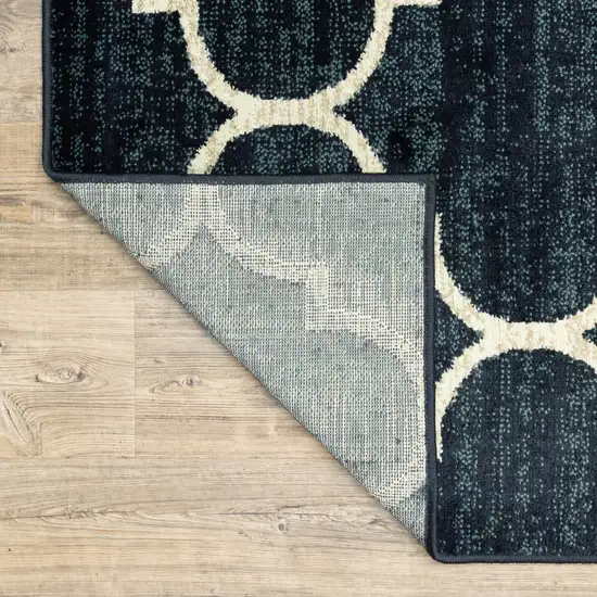 Navy And Ivory Geometric Power Loom Stain Resistant Area Rug Photo 9