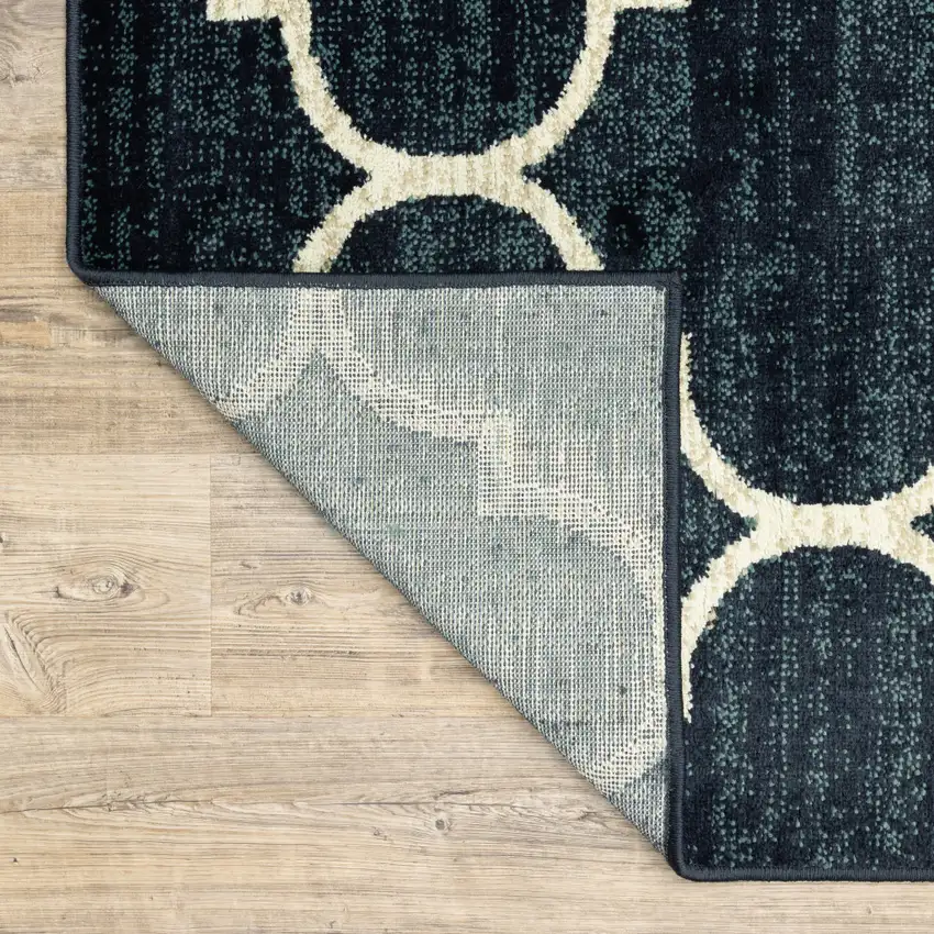 Navy And Ivory Geometric Power Loom Stain Resistant Area Rug Photo 9