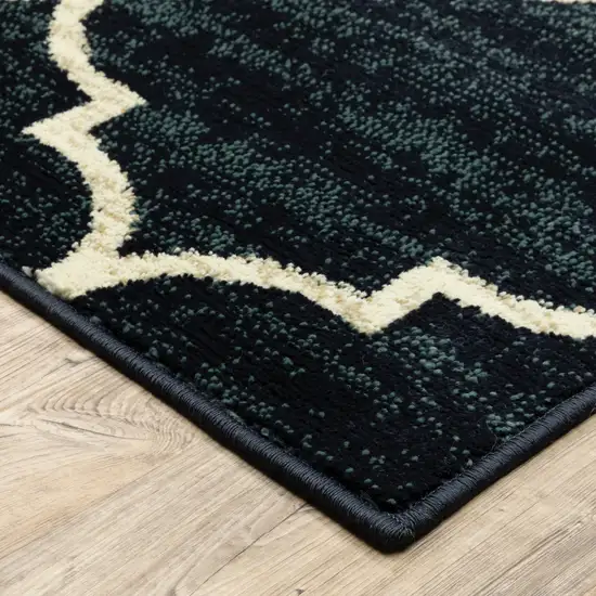 Navy And Ivory Geometric Power Loom Stain Resistant Area Rug Photo 7