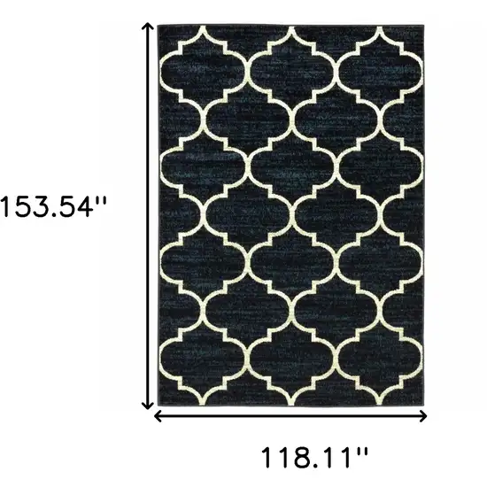 Navy And Ivory Geometric Power Loom Stain Resistant Area Rug Photo 3