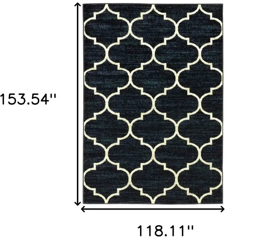 Navy And Ivory Geometric Power Loom Stain Resistant Area Rug Photo 3