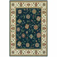 Photo of Navy And Ivory Oriental Power Loom Stain Resistant Area Rug