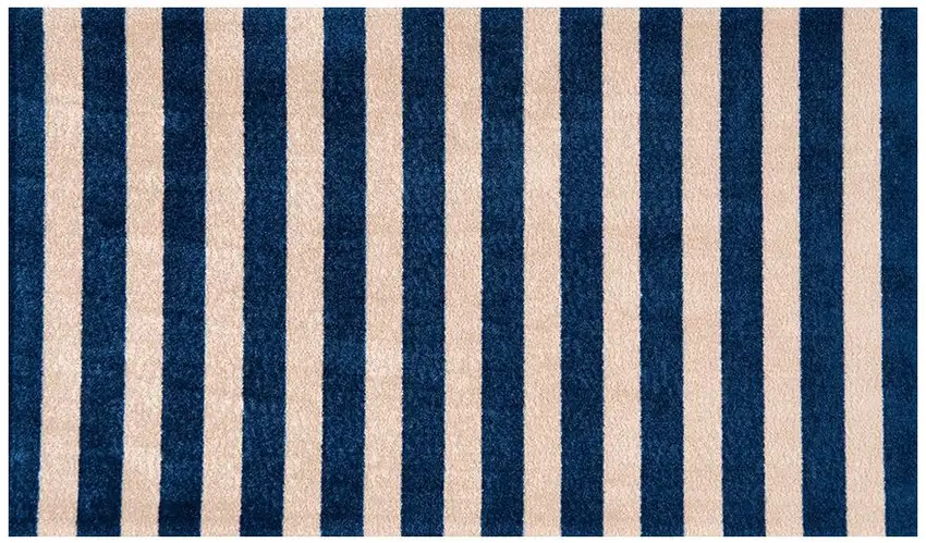 Navy And Sand Striped Tufted Washable Non Skid Area Rug Photo 1