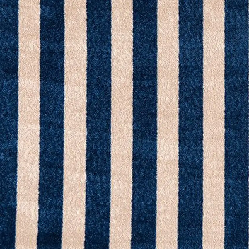 Navy And Sand Striped Tufted Washable Non Skid Area Rug Photo 3