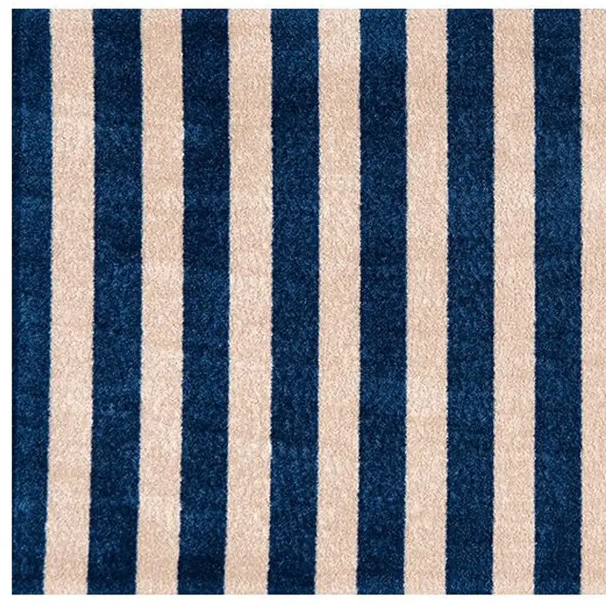 Navy And Sand Striped Tufted Washable Non Skid Area Rug Photo 4