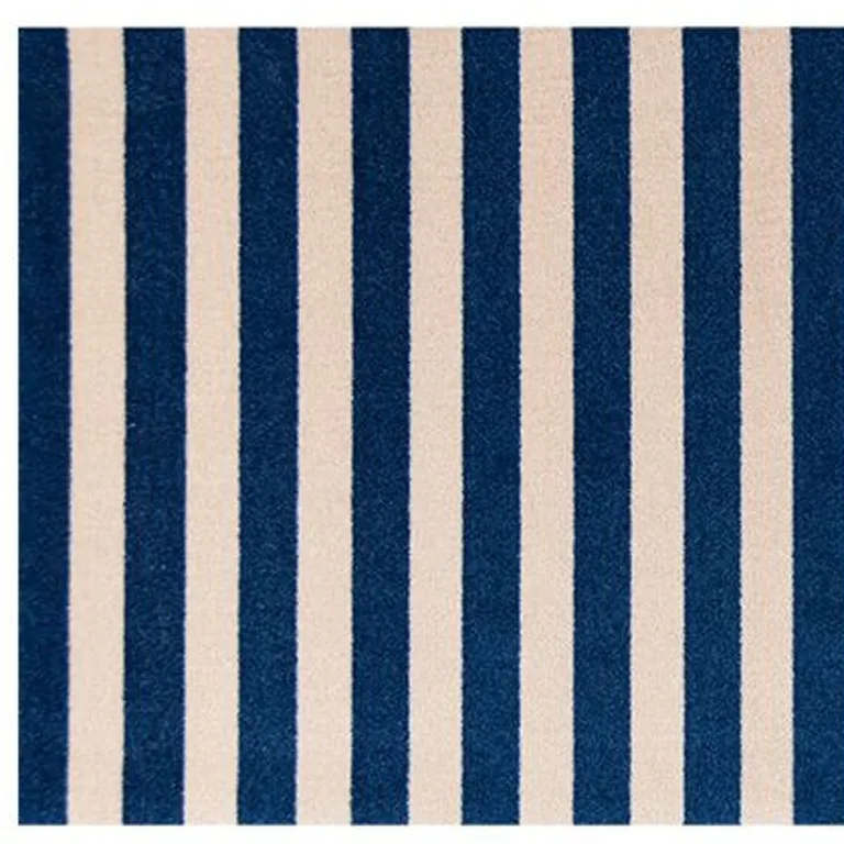 Navy And Sand Striped Tufted Washable Non Skid Area Rug Photo 3