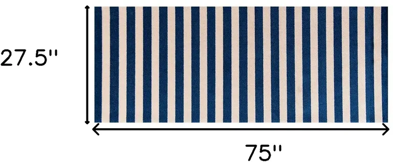 Navy And Sand Striped Tufted Washable Non Skid Area Rug Photo 4